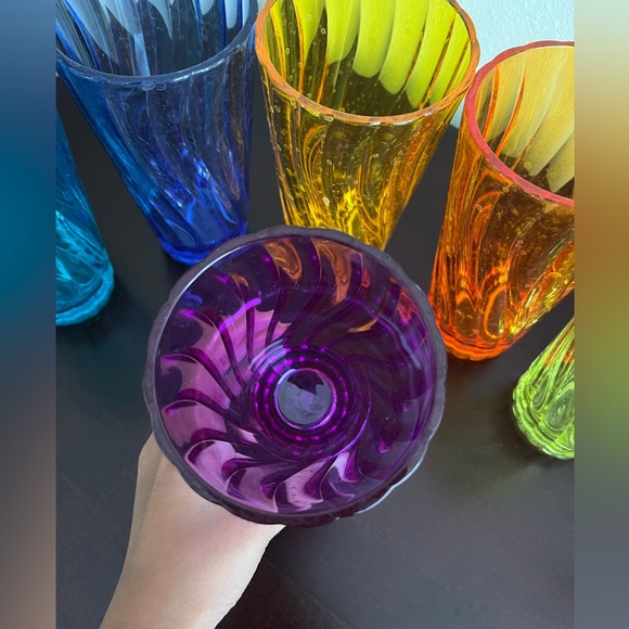 Multi colored, tall drinking glasses, 6 total - Picture 2 of 4
